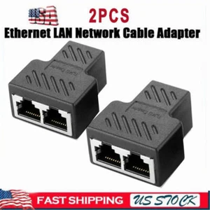 2pc RJ45 Splitter Adapter 1 to 2 Ways CAT 7 6 5 LAN Ethernet Cable Connector NEW - Picture 1 of 7
