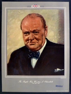 WINSTON CHURCHILL Premierminister 1944 George Leech UK POSTER - Bild 1 von 1