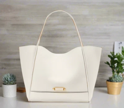 Kate Spade Gramercy Tote XL White Pebbled Roomy Soft Shoulder Travel Bag - Image 1 of 4