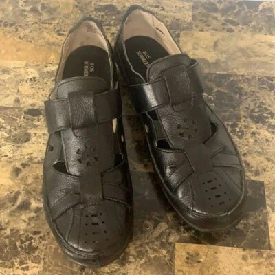 Ros Hommerson Candid 黑色皮革 Mary Jane 露趾乐福鞋 9 M 码 — 第 1/4 张图片