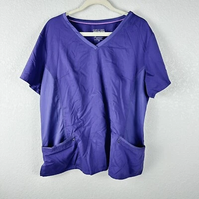 Healing Hands Scrubs PURPLE LABEL Women's Juliet Yoga Knit V-Neck Top Size 3X - Image 1 of 4