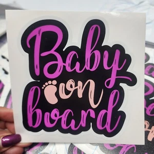 "Pegatina para coche camión con calcomanía rosa bebé niña a bordo 5"" x 5" - Imagen 1 de 5
