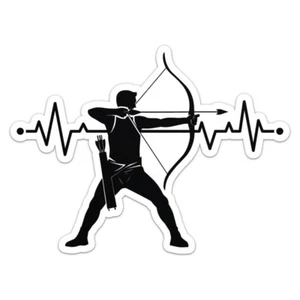 Man Heartbeat Archery Car Bumper Sticker Vinyl Decal - Imagen 1 de 6