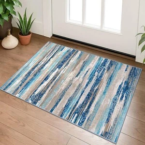 Modern Abstract Entryway Rugs Washable Rugs Non-Slip Soft Small Area Rugs - Picture 1 of 8