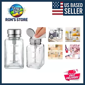 2 Pcs 6 Oz/ 180 ml Clear Pump Dispenser Bottle with Metal Flip Cover Glass Na... - Picture 1 of 7