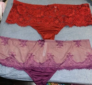 Lot Of 3 NWT Lane Bryant Cacique Sexy Lace  Red Purple Thongs Plus Size 26/28 - Picture 1 of 2