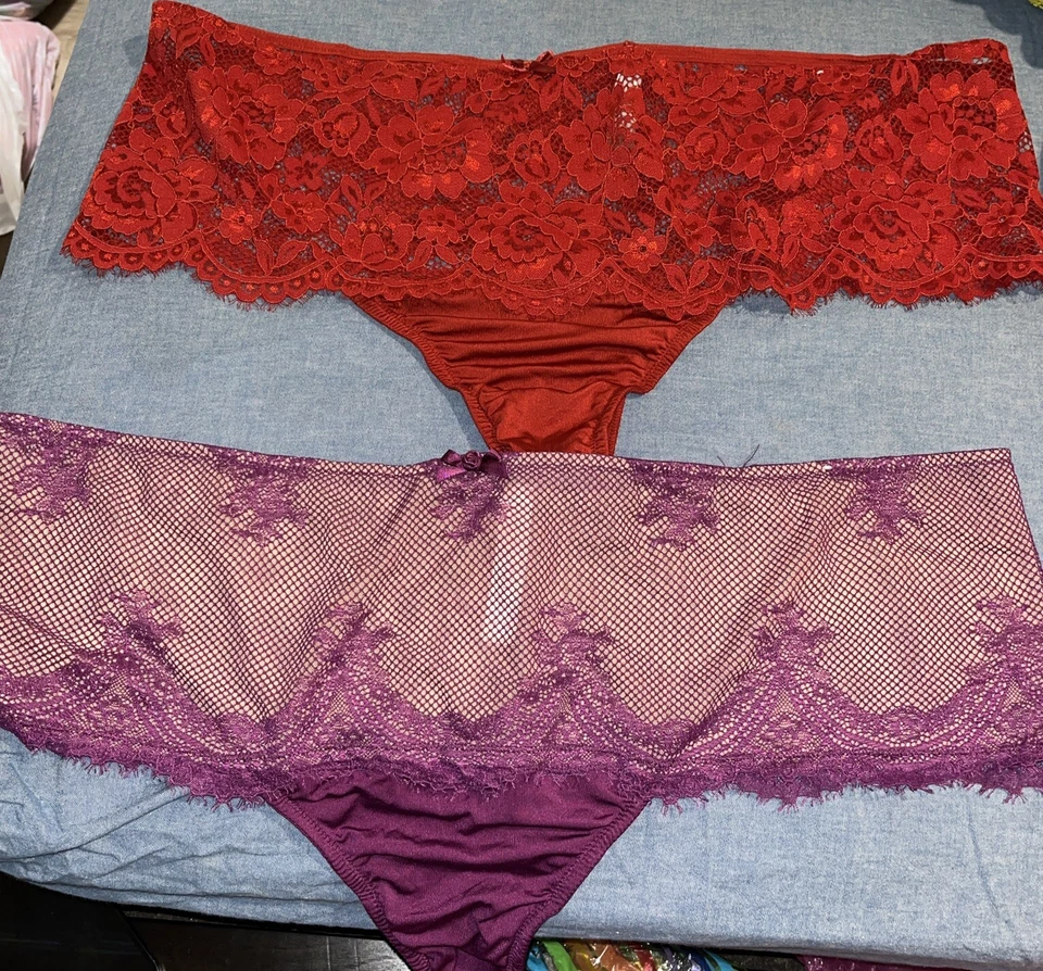 Lote De 3 Tangas Sexy Lane Bryant Cacique Rojo Púrpura Talla Grande 26/28 Nuevas Con Etiquetas Foto 1 de 2