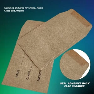 (Pack of 80) Printed Small Brown Envelopes Money Wallets Seed Packet School - Picture 1 of 9