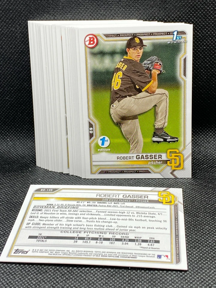 (25) 2021 Bowman Draft 1st Edition ROBERT GASSER LOT OF 25 CARDS BD-136 - Image 1 of 1