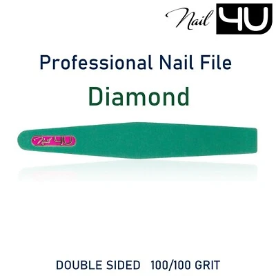 Nail File Diamond Green 100/100 Grit Professional Quality Curved Nail Files UK - Image 1 of 4