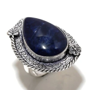 Sodalite Gemstone Handmade Fashion Ethnic Anniversary Gift Jewelry Ring 8" SR 28 - Picture 1 of 7