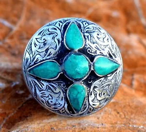 Anillo Kuchi Afgano Verde Vintage Joyería Tribal Banda Tallada Bohemia Étnica Boho - Imagen 1 de 4