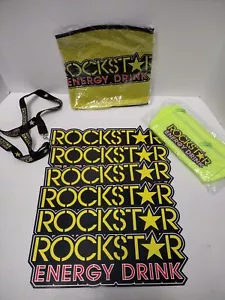 Rockstar Energy Drink Ads Lot-Blowup Ball Fanny Pack, 6 Bumper Stickers, Lanyard - Picture 1 of 7