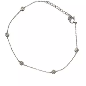 Diamond 0.12ct Station Bracelet 18K 750 White Gold - Picture 1 of 5