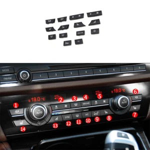 Matte Black Console AC CD Button Cover Trim Fit For BMW 7 Series 2009-2015 14PCS - Picture 1 of 6