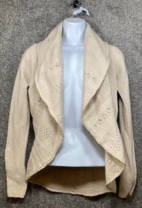 Anthropologie Knitted & Knotted XS Cream Open Front Cardigan Wool Blend - Picture 1 of 11