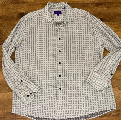 Camisa de vestir para hombre Tallia con botones 100 % algodón talla XL 17,5 GRIS y blanca Foto 1 de 4