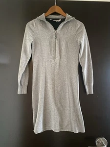Athleta Sweater Dress Women Medium Wool Blend Gray Pullover Mock Neck Zip - Picture 1 of 6