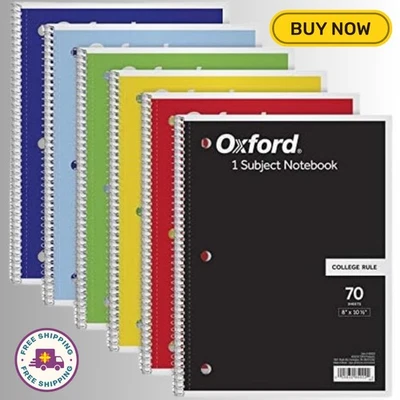 Oxford Spiral Notebook 6 Pack, College Ruled Paper, 8 x 10-1/2 Inch, (65007) New - Image 1 of 4