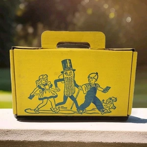 VTG Mr. Peanut Kids Yellow Cardboard School Pencil Box Planters Collectible RARE - Picture 1 of 11