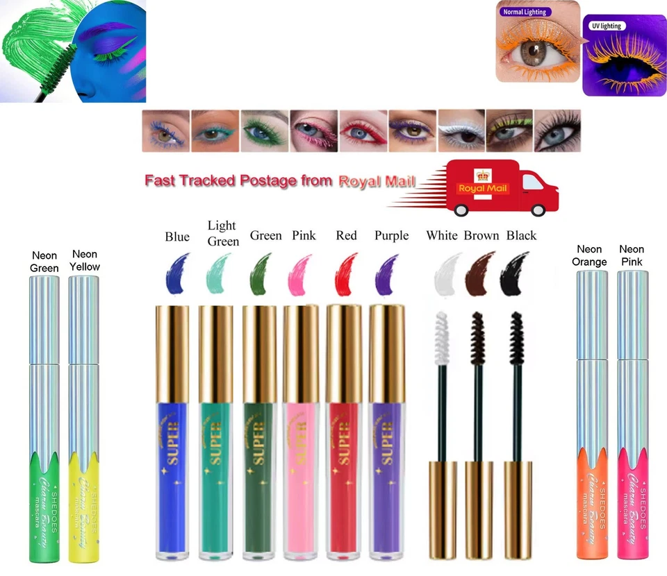 Coloured Mascara in 14 Colours White Electric Blue Green Red Purple + Waterproof - image 1 of 1