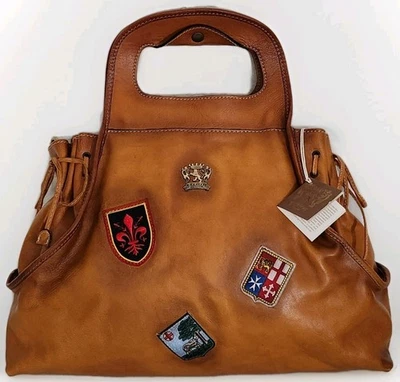 🌞PRATESI FIRENZI ITALIAN DESIGNER GAIOLE COGNAC LEATHER LARGE TOTE HANDBAG🌺NWT - Image 1 of 4