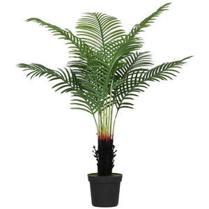 HOMCOM 120cm Artificial Areca Palm Tree with PE Leaves and Flocked Soil - Picture 1 of 11