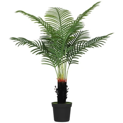HOMCOM 120cm Artificial Areca Palm Tree with PE Leaves and Flocked Soil - Image 1 of 4