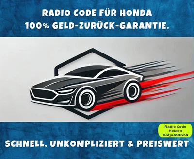 Honda Radio Code / Pin Code Civic Jazz Accord Insight CRV Navigation Pilot - Bild 1 von 4