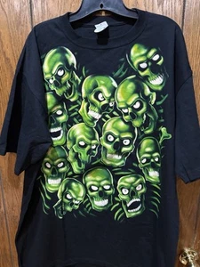 Camicia uomo vintage blu liquido pile teschio 2XL Juicy J Streetwear AOP 2001 - Foto 1 di 4