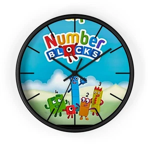 Zahlenblöcke Kinder Wanduhr - lustige pädagogische Deko für Kinderzimmer - Bild 1 von 19