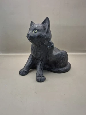 GATO NEGRO SENTADO lindos modelos mascotas juguetes figuras de plástico animales 6" rasguños Foto 1 de 4