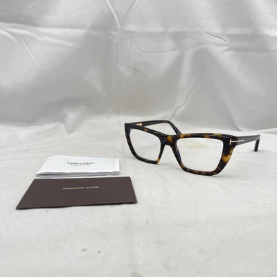 Gafas bloqueadoras de luz azul ojo de gato Tom Ford cuadradas TF6047B Habana usadas Foto 1 de 4