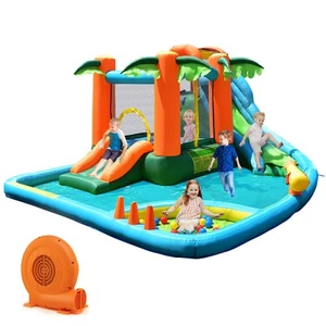 Kids Water Pool Dual Slide Jumping Castle Inflatable Bounce House w/ 750W Blower - Picture 1 of 8