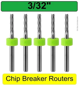 3/32" Router Bits Carbide 1/8" Shank Chip Breaker Flutes 5 PCS Wood MDF urc160 - Picture 1 of 5