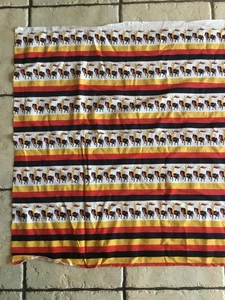 Vintage Equestrian Fabric Horse Stripe Red Yellow Black 70s 3 + yards 118x34 - Picture 1 of 10
