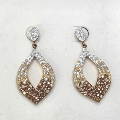 Pendientes colgantes de lágrima de cristal ombre chocolate plata esterlina oro vermeil Foto 1 de 4