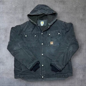 Vintage Carhartt Herren Black Duck Canvas Sherpa Lined Hooded Jacket J284 / Gr: L - Bild 1 von 8