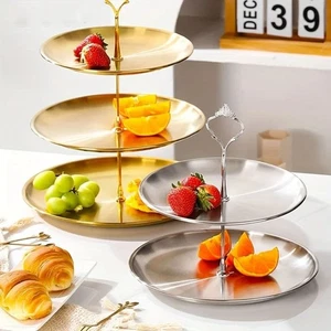 Stainless Steel Fruit Snack Stand 2/3 Layer Cake Dessert Tray Display Holder - Picture 1 of 19