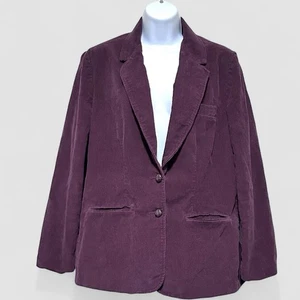 VTG Womens Corduroy Blazer Jacket L Whimsigoth Witchy Dark Preppy Academia 90s - Picture 1 of 7