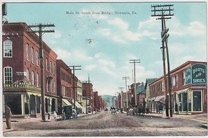 Towanda PA Main St South From Bridge 1909 Postcard - Bild 1 von 2