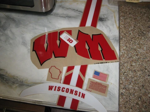 Wisconsin Badgers full size football helmets 3M vinyl decals Cover