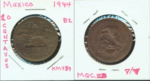 WORLD COINS MEXICO 1944 20 CENTAVOS (G917) Nice Older Coin - Picture 1 of 1