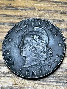 ARGENTINA 1889 2 Centavos, NICE CONDITION! Bronze, Low Mintage. - Picture 1 of 6