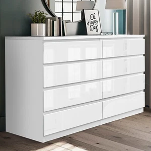 High Gloss Chest of Drawers Tall Wide Bedside Table Cabinet Bedroom Furniture  - Picture 1 of 100