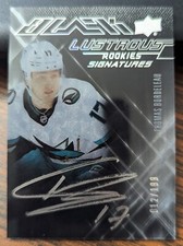 2022-23 UD SPx Thomas Bordeleau UD Black Lustrous Rookie Auto 012/199 Sharks