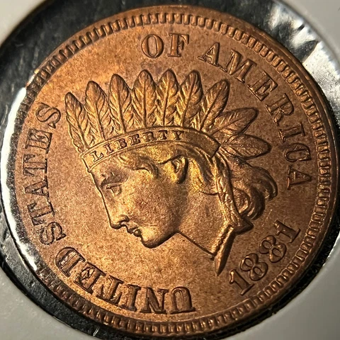 1881 1C  Indian Head Cent _ CH UNC MSRD+ _ Original Coin _ [JX-531] Cover