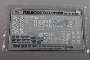 ZF1201 Verlinden 1/35 decalcomanie maquette DTMI302 Israeli Army Vehicle Marking - Picture 1 of 2