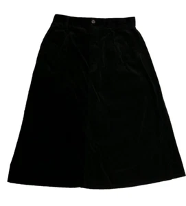 VTG LL Bean Women's Petite Corduroy Skirt 10P A Line Black Pockets Belt Loops - Picture 1 of 9