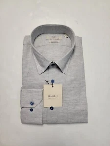 HAGEN Men's Large Light Gray Long Sleeve Soft Woven Cotton Shirt Classic Fit NWT - Picture 1 of 6